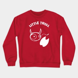 White Little Troll stamps and is flicking its tail Crewneck Sweatshirt